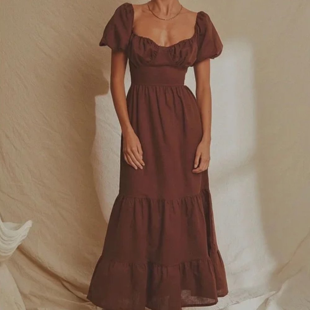 Brown Peasant Dress